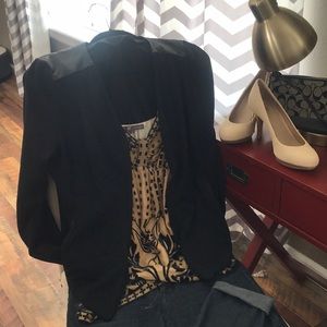 Eileen Fisher leather detail blazer